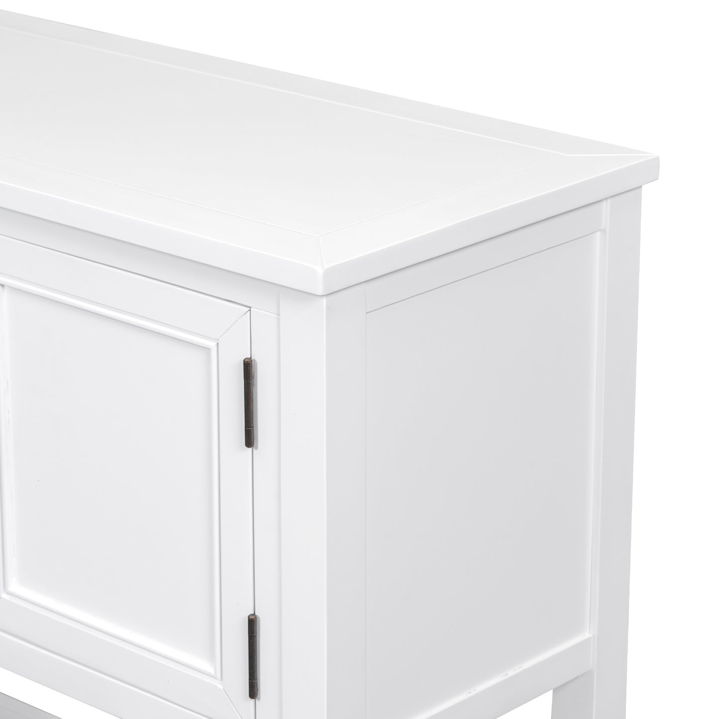 TREXM Cambridge Series  Ample Storage Vintage Console Table with Four Small Drawers and Bottom Shelf for Living Rooms, Entrances and Kitchens (White, OLD SKU: WF190263AAA)