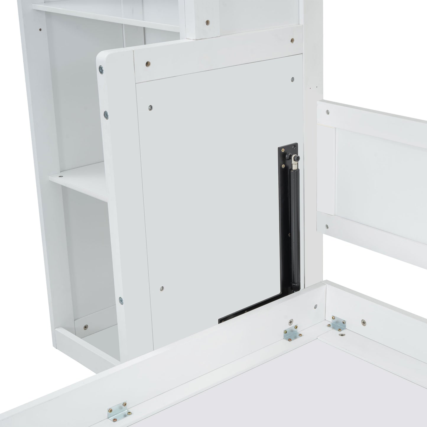 Queen Size Murphy Bed with Desk and Bookshelf, White