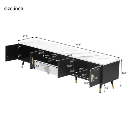 71'' Modern TV Stand with 2 Cabinets&  Open Compartments, Entertainment Center for TVs up to 80'', Television Console for Living Room, Bedroom, Home Theatre