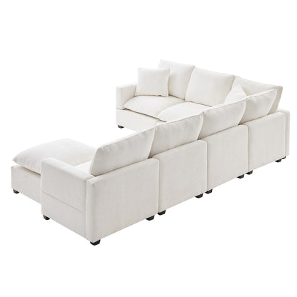 110*86" Modern U Shape Modular Sofa, 7 Seat Chenille Sectional Couch Set with 2 Pillows Included, Freely Combinable Indoor Funiture for Living Room, Apartment, Office, 2 Colors