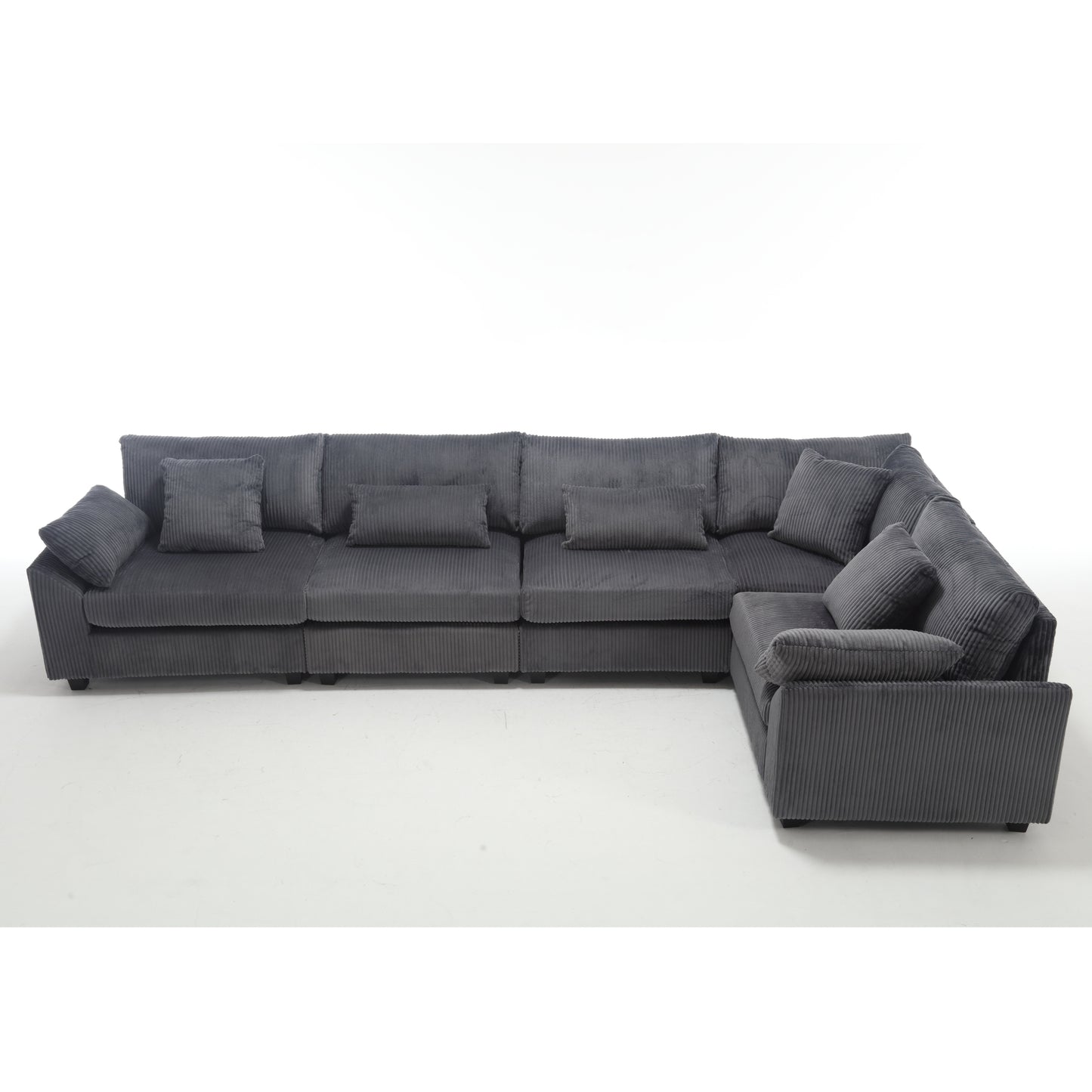 Oversized Modular Sectional Sofa Couches Set,Corduroy Upholstered Deep Seat Comfy Sofa for Living Room 5 Seat,Dark Gray