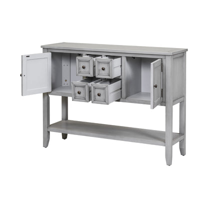 TREXM Cambridge Series  Ample Storage Vintage Console Table with Four Small Drawers and Bottom Shelf for Living Rooms, Entrances and Kitchens (Antique Gray, OLD SKU: WF190263AAE)
