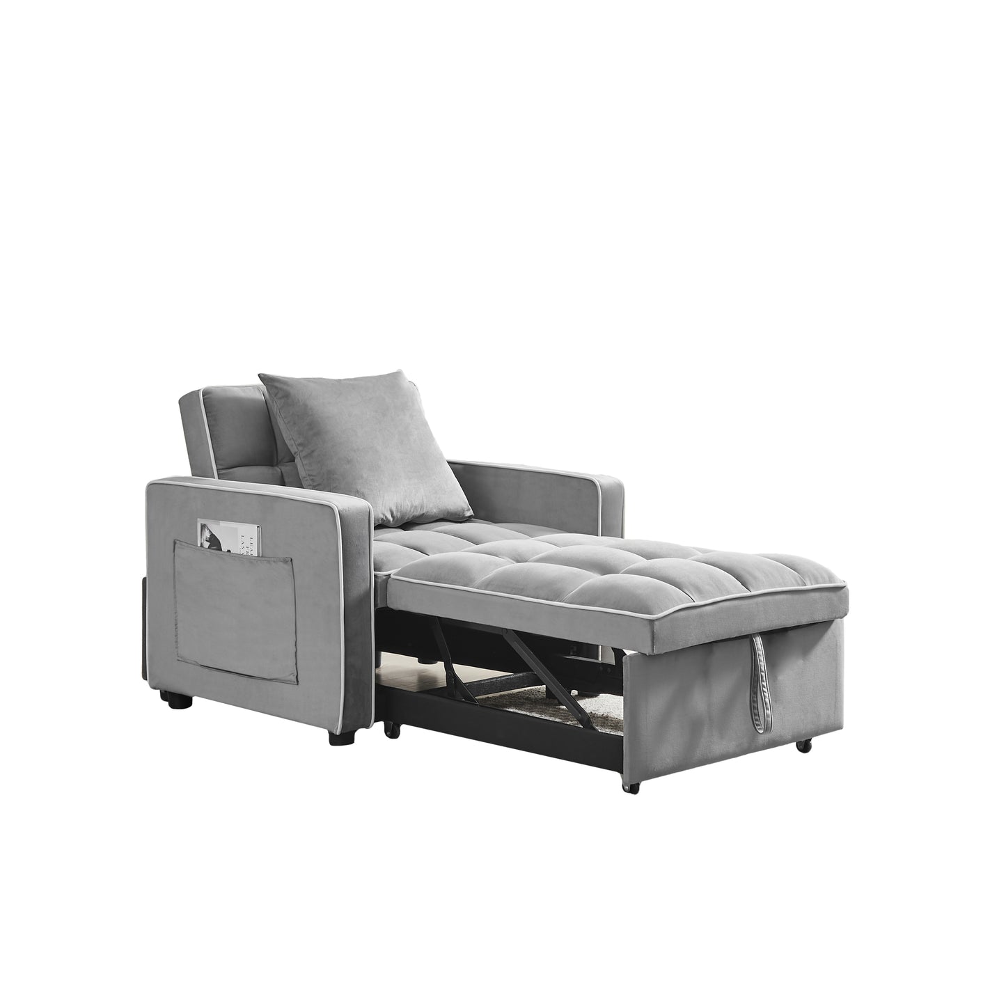 Sofá cama tres en uno, sillón plegable, respaldo ajustable, reclinable, cama individual, moderno, para adultos, color gris