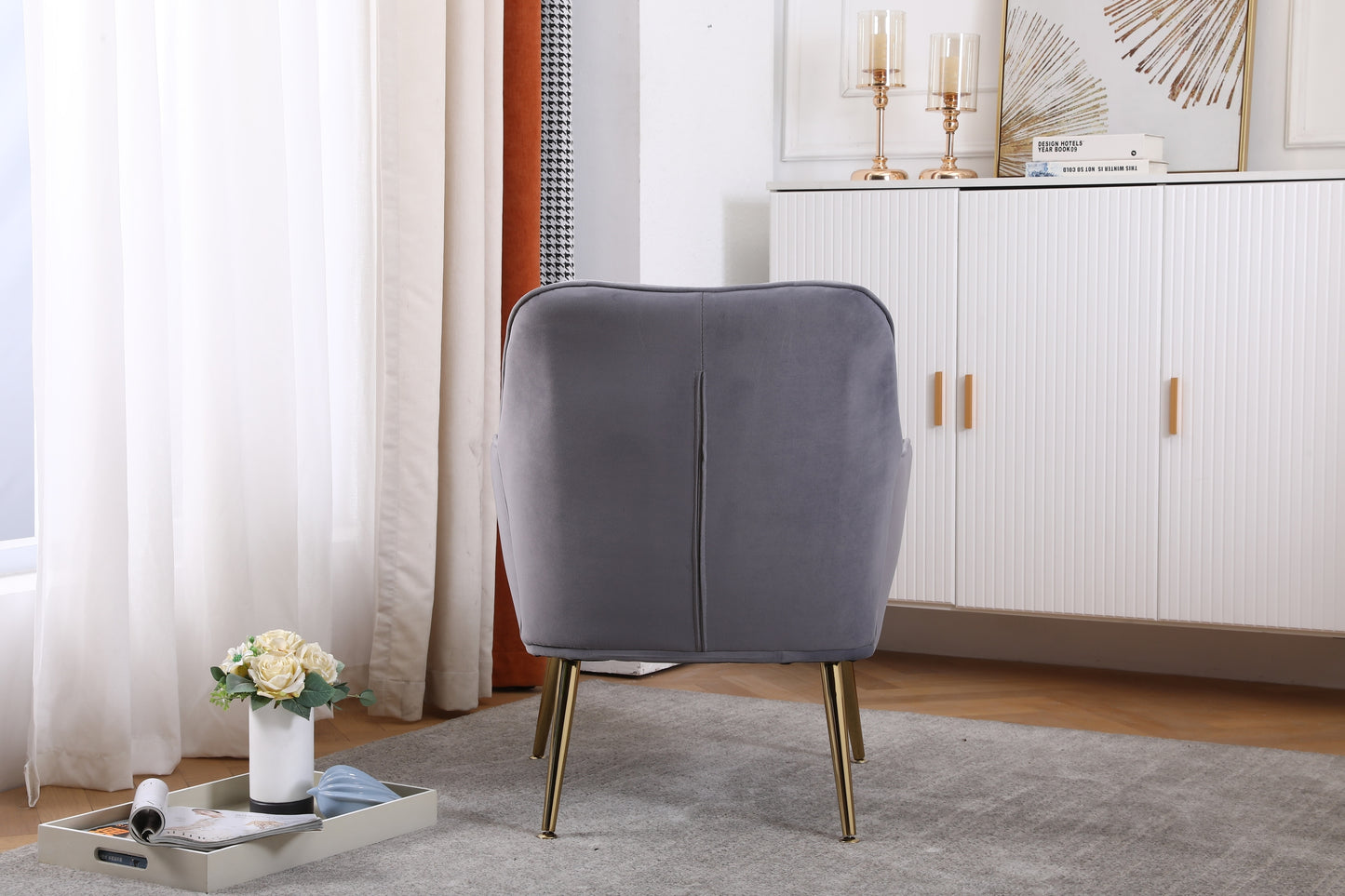 Modern Mid Century Chair velvet  Sherpa Armchair for Living Room Bedroom Office Easy Assemble