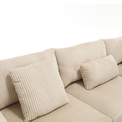 Oversized Modular Sectional Sofa, Convertible Sectional Sofa, Corduroy for Living Room, Beige