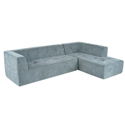 Juego de sofás modulares para sala de estar, 112,2 x 74 pulgadas, sofá minimalista moderno, sofá cama tapizado para sala de estar, dormitorio, combinación de 2 piezas sin computadora, en forma de L, azul grisáceo