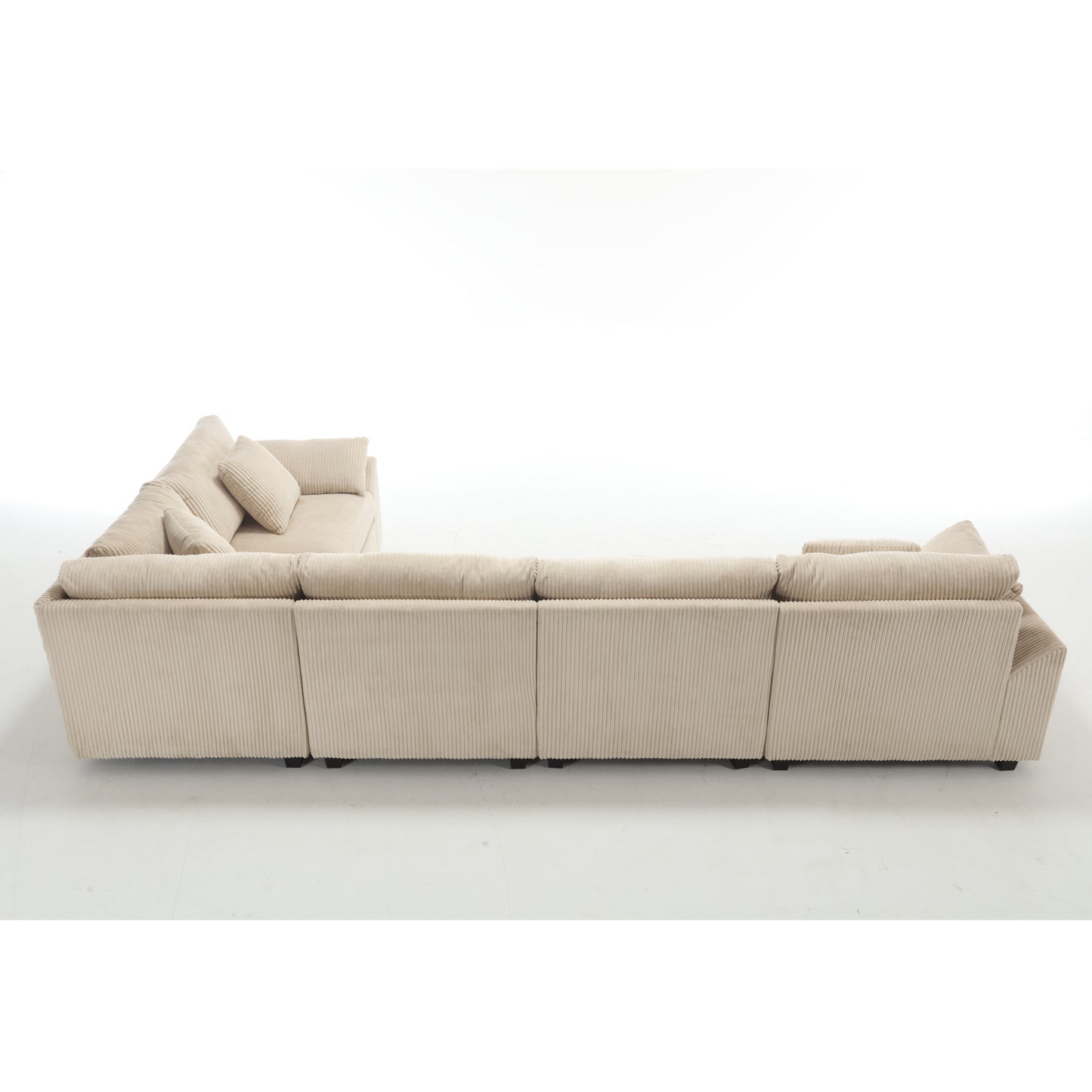 Oversized Modular Sectional Sofa, Convertible Sectional Sofa, Corduroy for Living Room, Beige