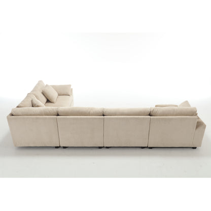 Oversized Modular Sectional Sofa, Convertible Sectional Sofa, Corduroy for Living Room, Beige