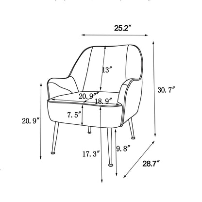Modern Mid Century Chair velvet  Sherpa Armchair for Living Room Bedroom Office Easy Assemble(ORANGE)