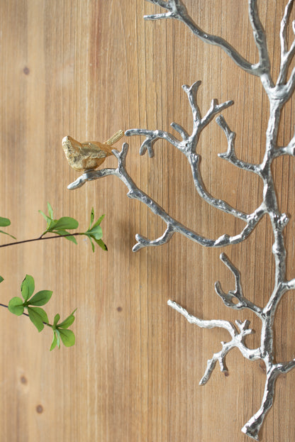 17x5.5x22" Metal Branch Wall Sculptures with Bird Accents, Set of 2