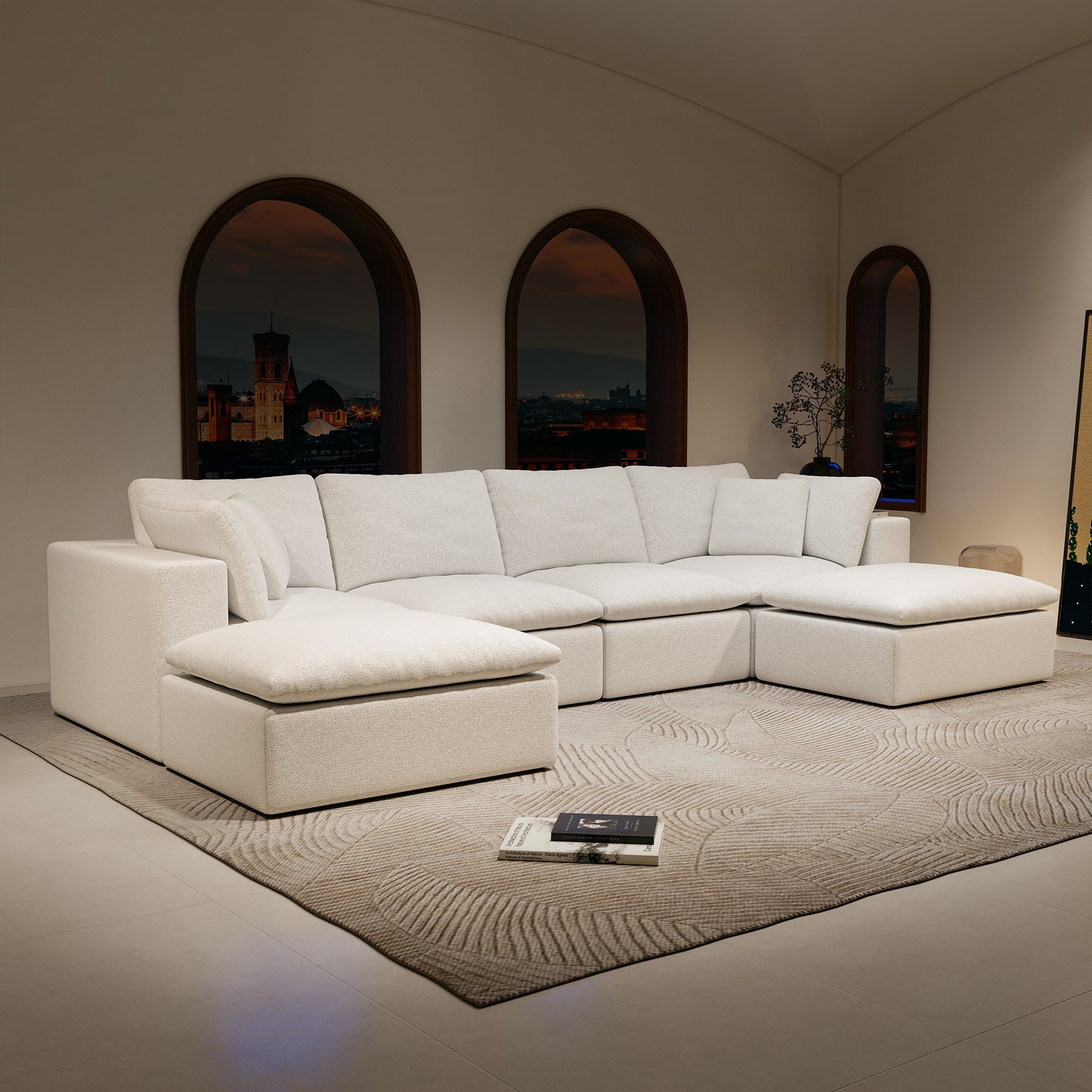 Eden – 137' Cloud Modular U-Shape Sectional Sofa | Deep Seat Lounge Couch