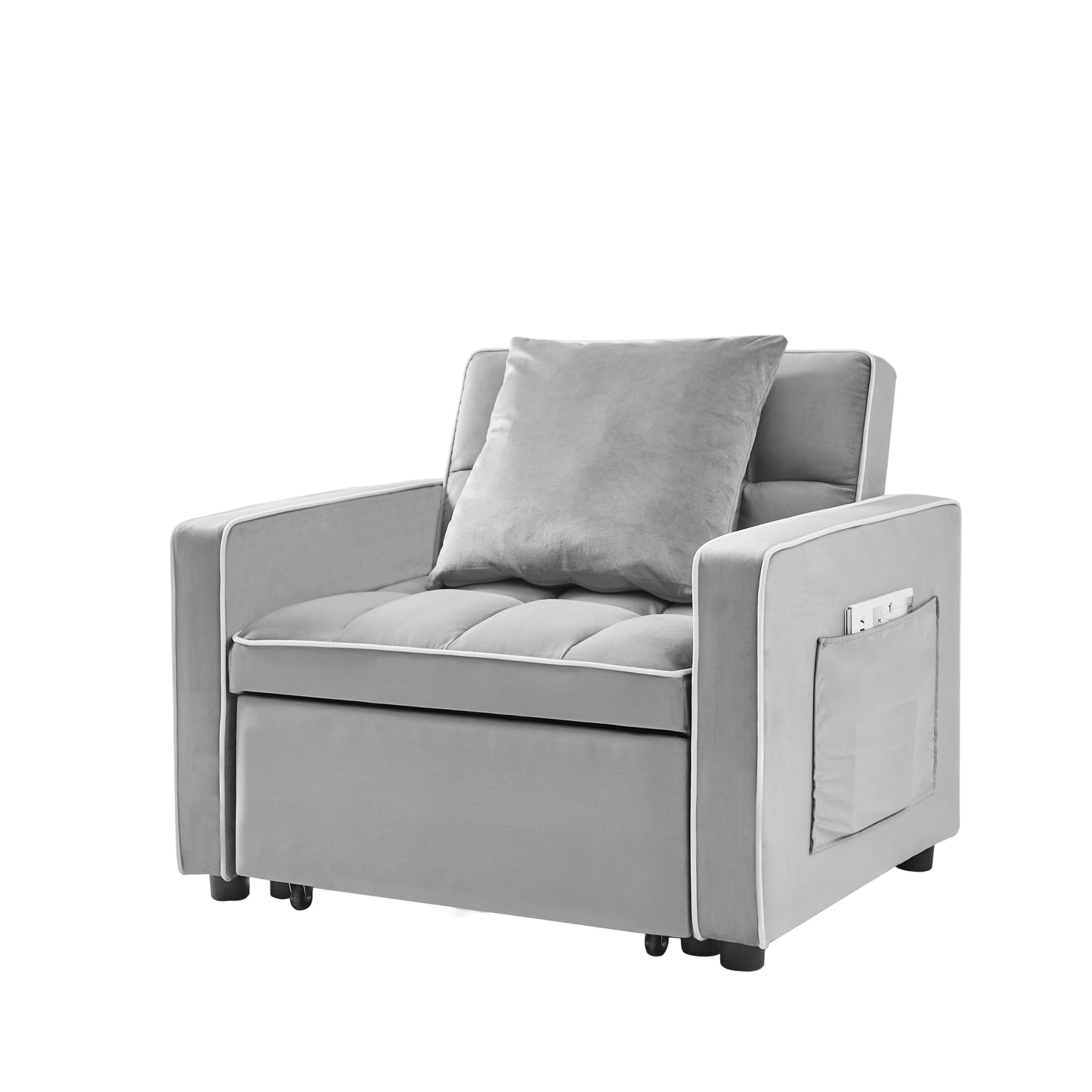 Sofá cama tres en uno, sillón plegable, respaldo ajustable, reclinable, cama individual, moderno, para adultos, color gris