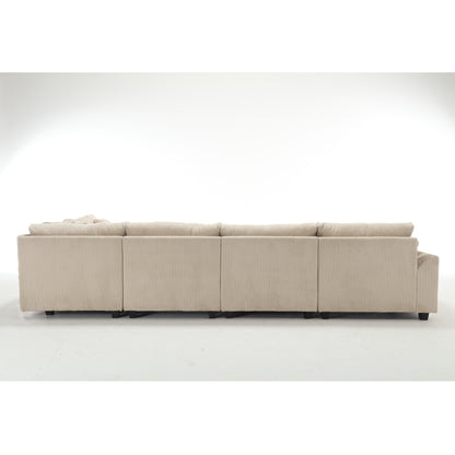 Oversized Modular Sectional Sofa, Convertible Sectional Sofa, Corduroy for Living Room, Beige