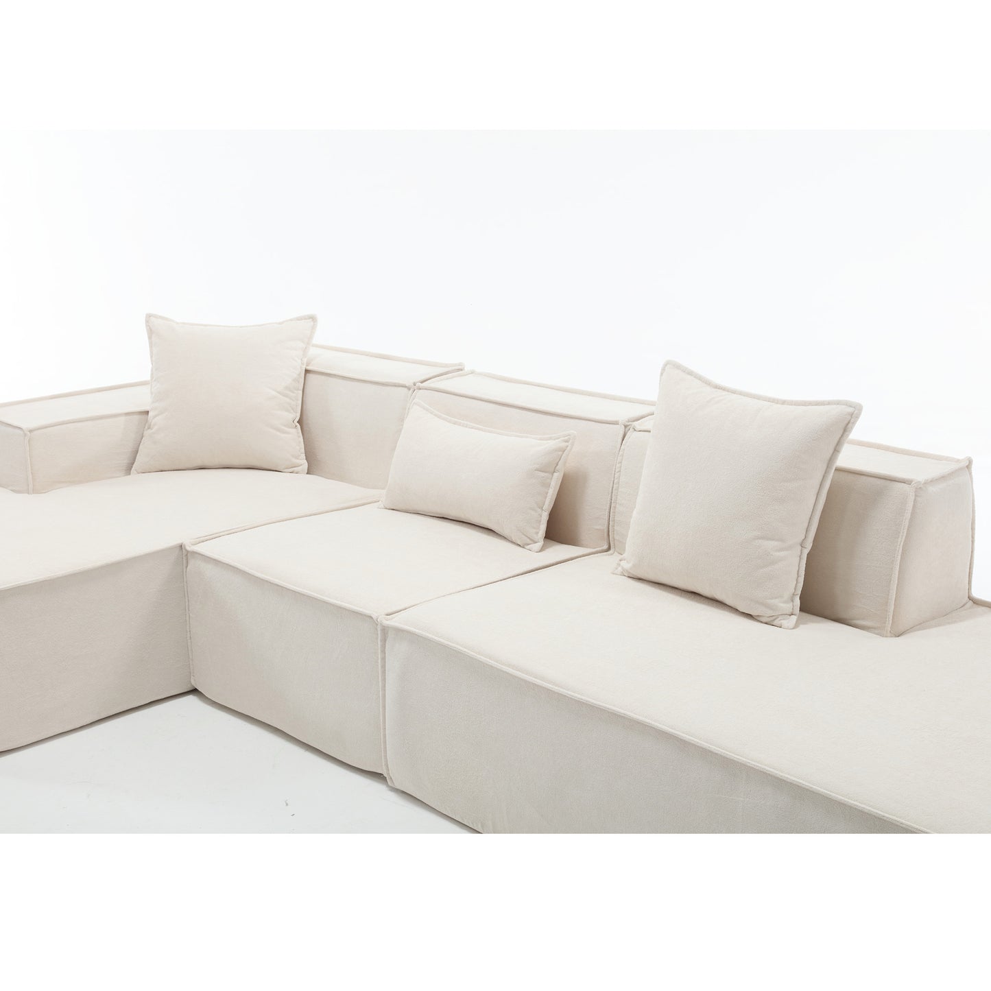 Modular combination  sofa set, modern minimalist sofa, free installation sofa, L-shaped, Italian minimalist tofu block sofa,  Right-Hand Facing,Terrycloth fabric, Beige