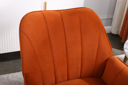 Modern Mid Century Chair velvet  Sherpa Armchair for Living Room Bedroom Office Easy Assemble(ORANGE)