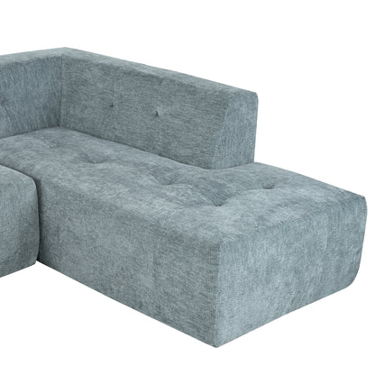 Juego de sofás modulares para sala de estar, 112,2 x 74 pulgadas, sofá minimalista moderno, sofá cama tapizado para sala de estar, dormitorio, combinación de 2 piezas sin computadora, en forma de L, azul grisáceo