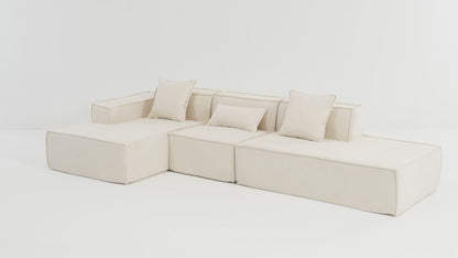 Modular combination living room sofa set, modern minimalist sofa, free installation sofa, L-shaped, Italian minimalist tofu block sofa, Left-Hand Facing,Terrycloth fabric , Beige
